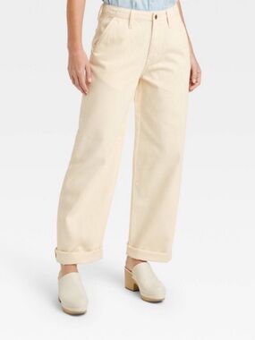 Universal Thread Relaxed Straight High Rise Jeans Sz 10/30R Neutral Beige